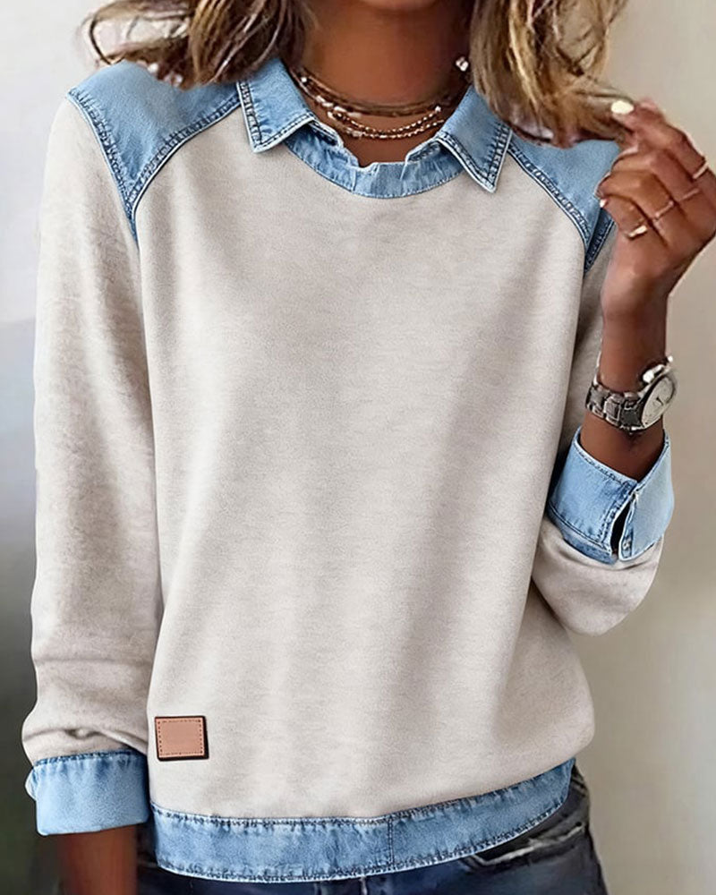 Ella | Denim Collar Blouse