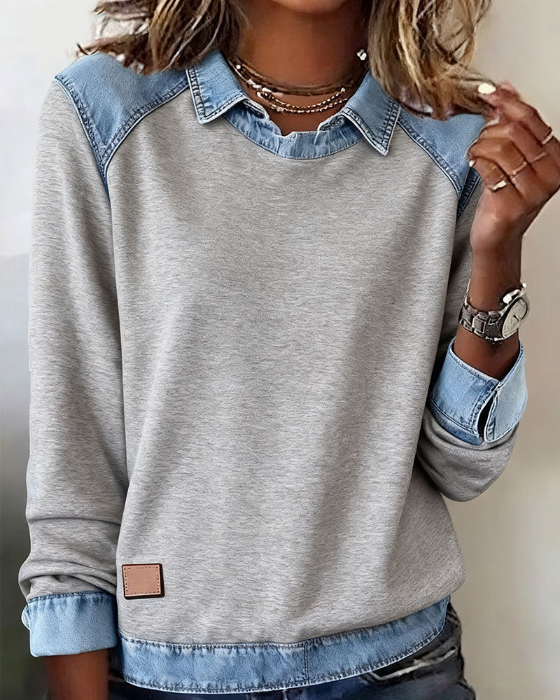 Ella | Denim Collar Blouse