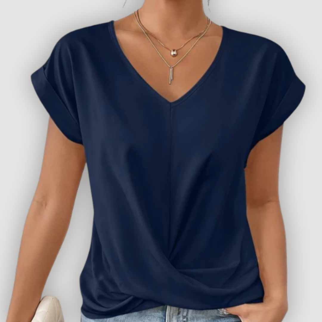 Aria – Draped V-Neck Blouse