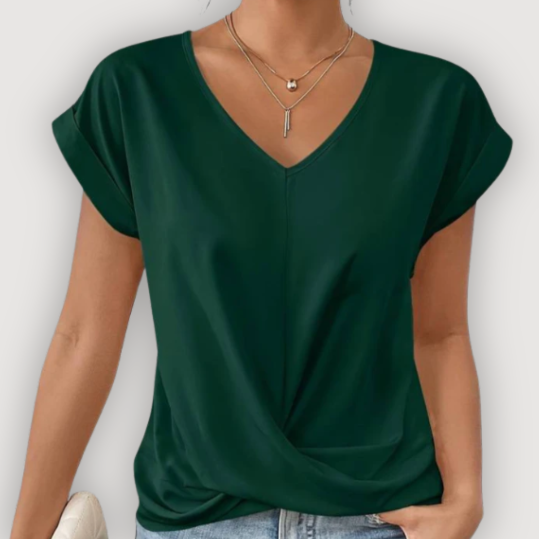 Aria – Draped V-Neck Blouse