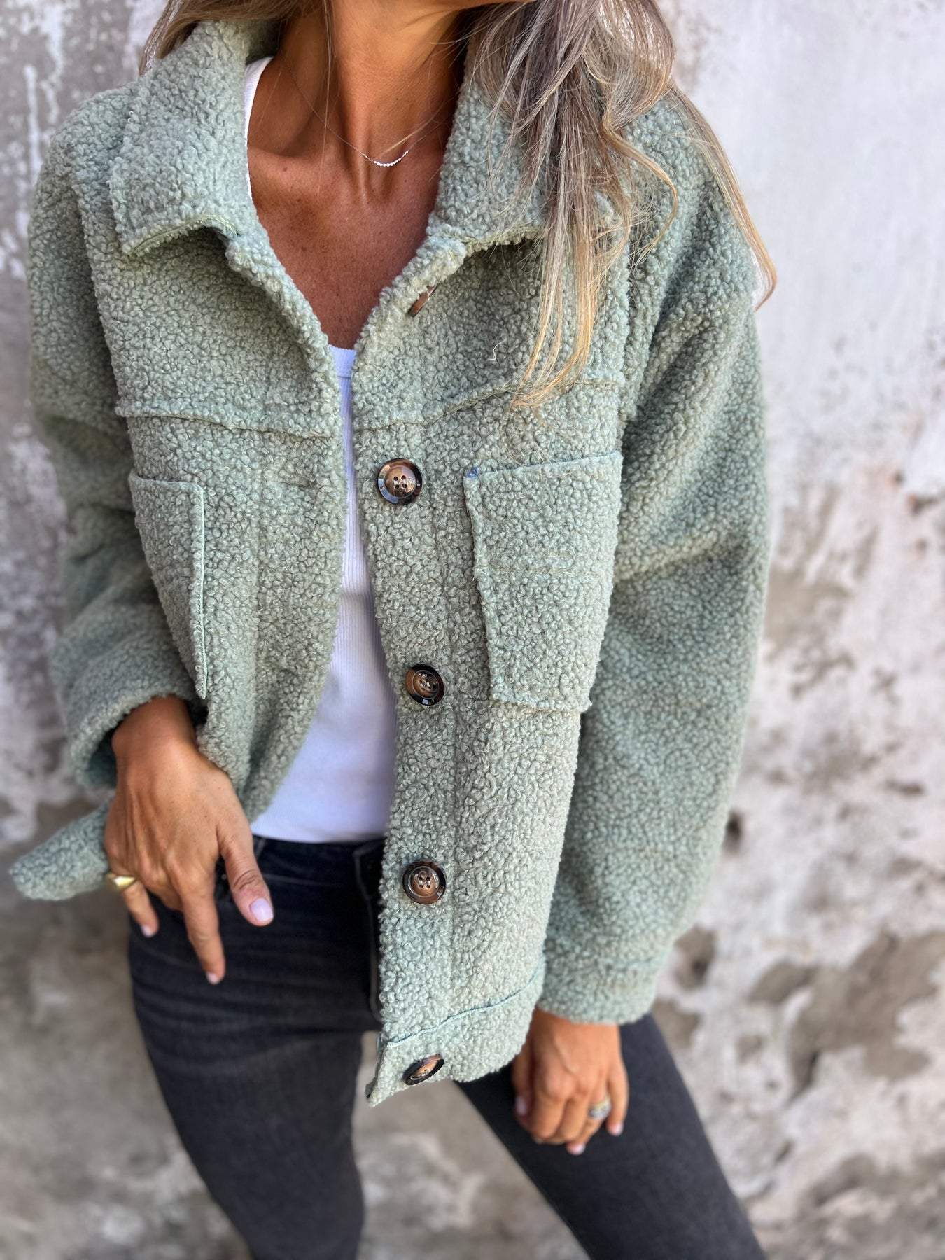 Elsbeth | Cosy Button-Up Teddy Jacket