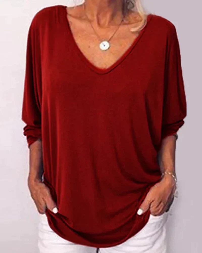 Amber | Button-Back V-Neck Blouse