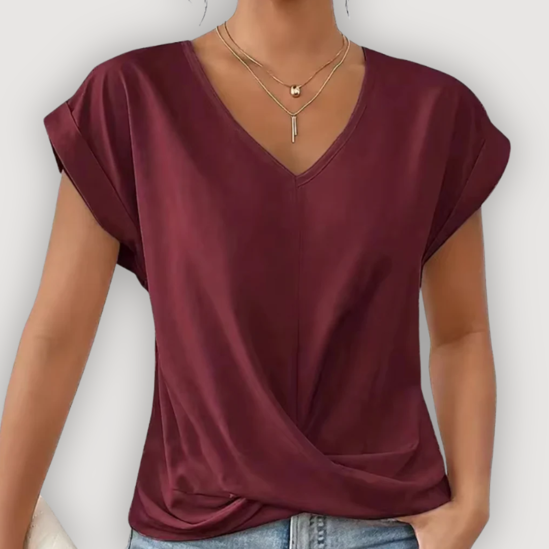 Aria – Draped V-Neck Blouse