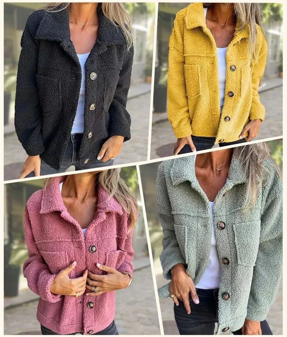 Elsbeth | Cosy Button-Up Teddy Jacket