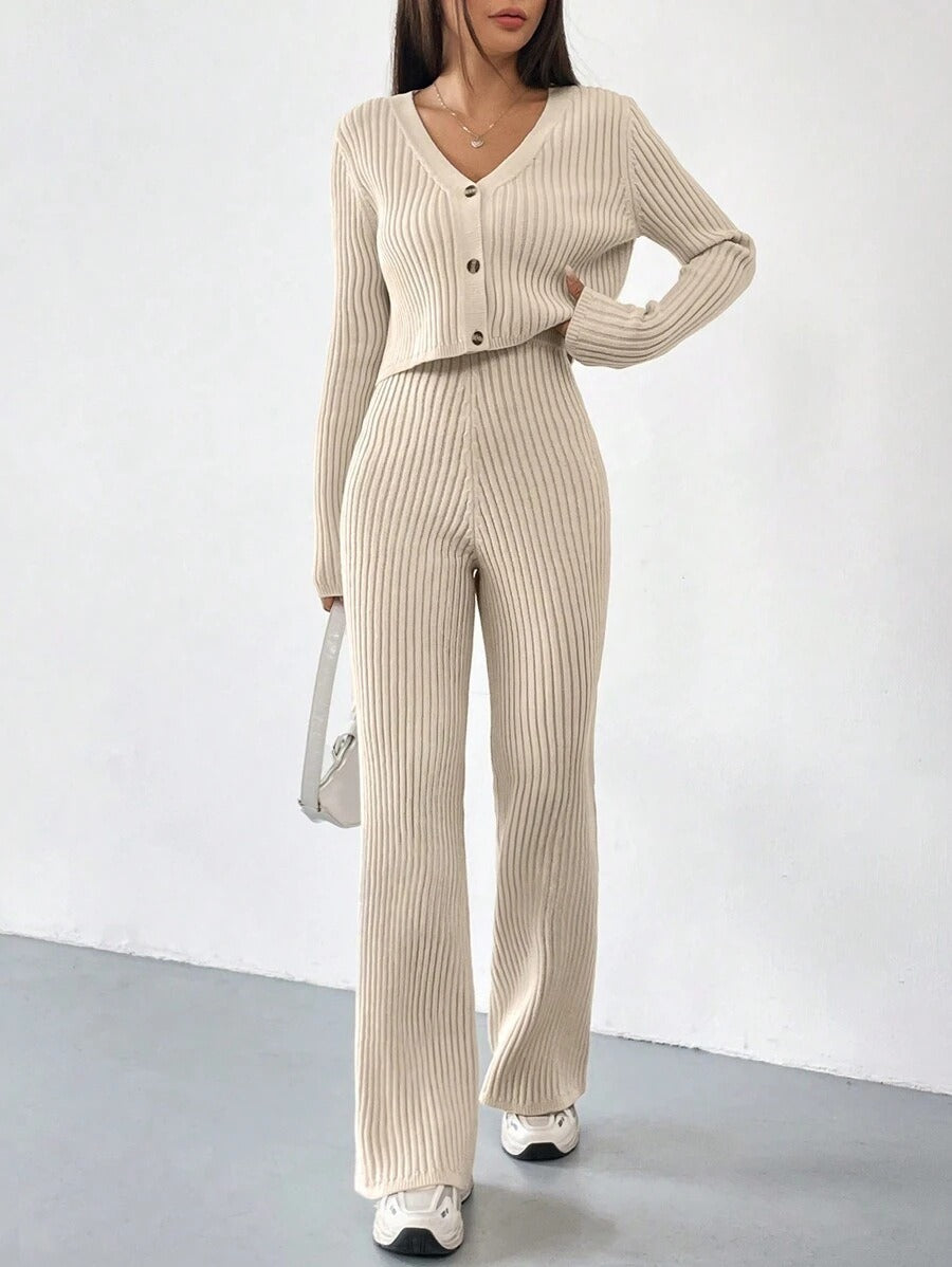 Relaxed Straight-Leg Pants Set
