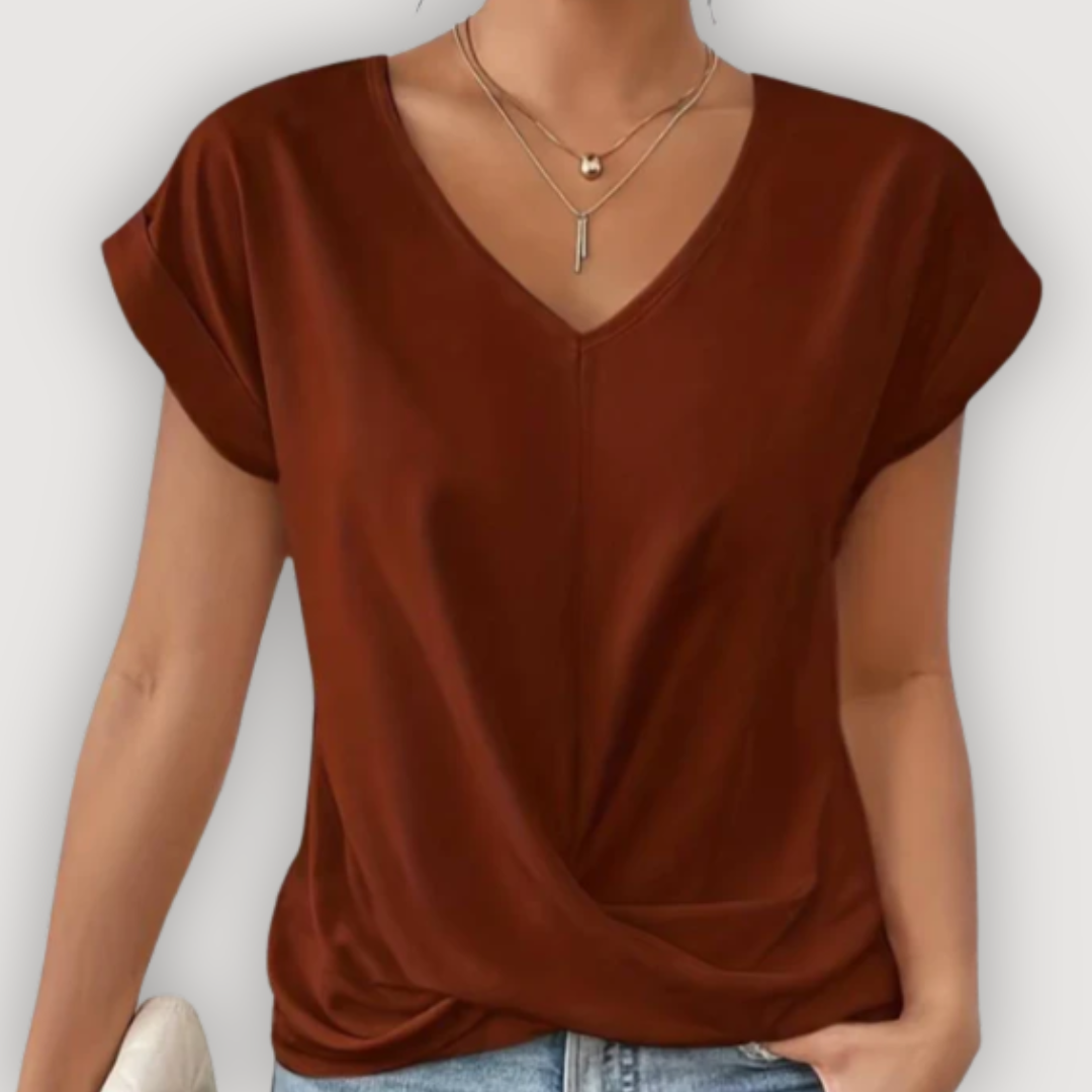 Aria – Draped V-Neck Blouse