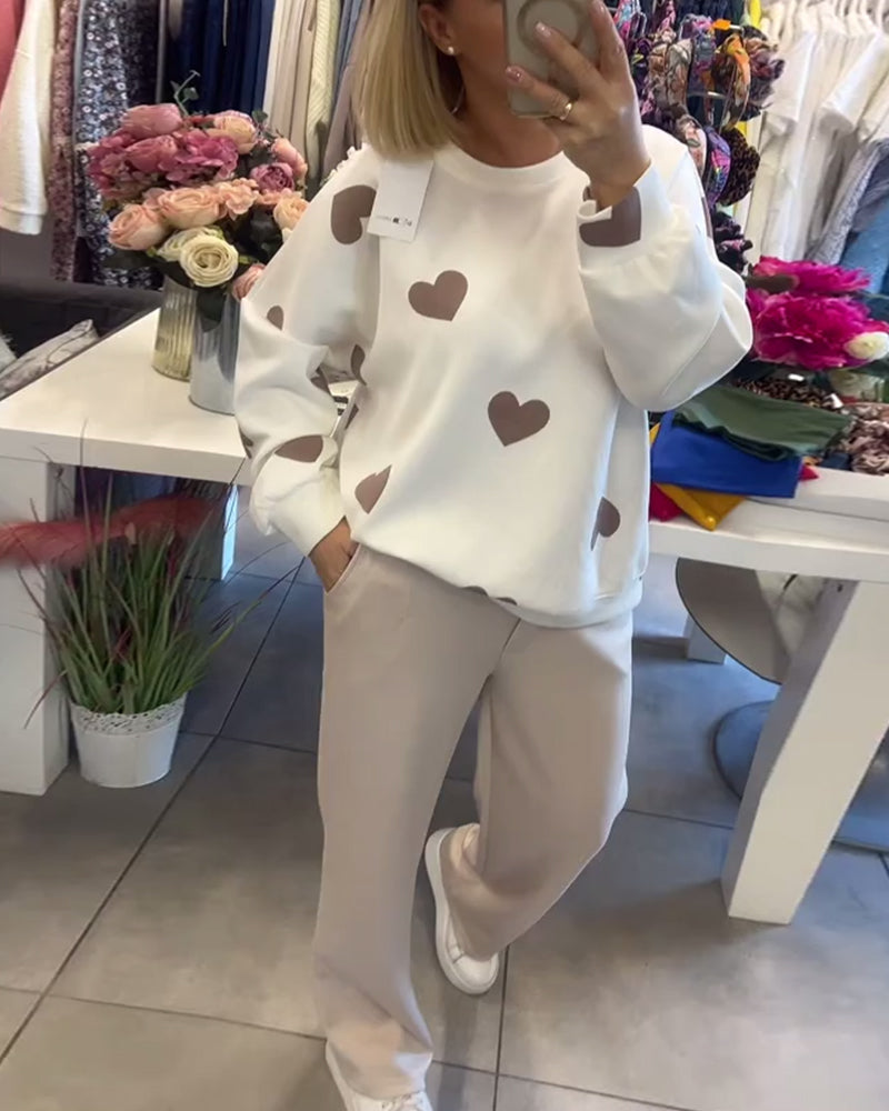 Gina- Heart Printed Two-Piece Set