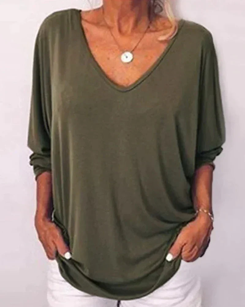 Amber | Button-Back V-Neck Blouse