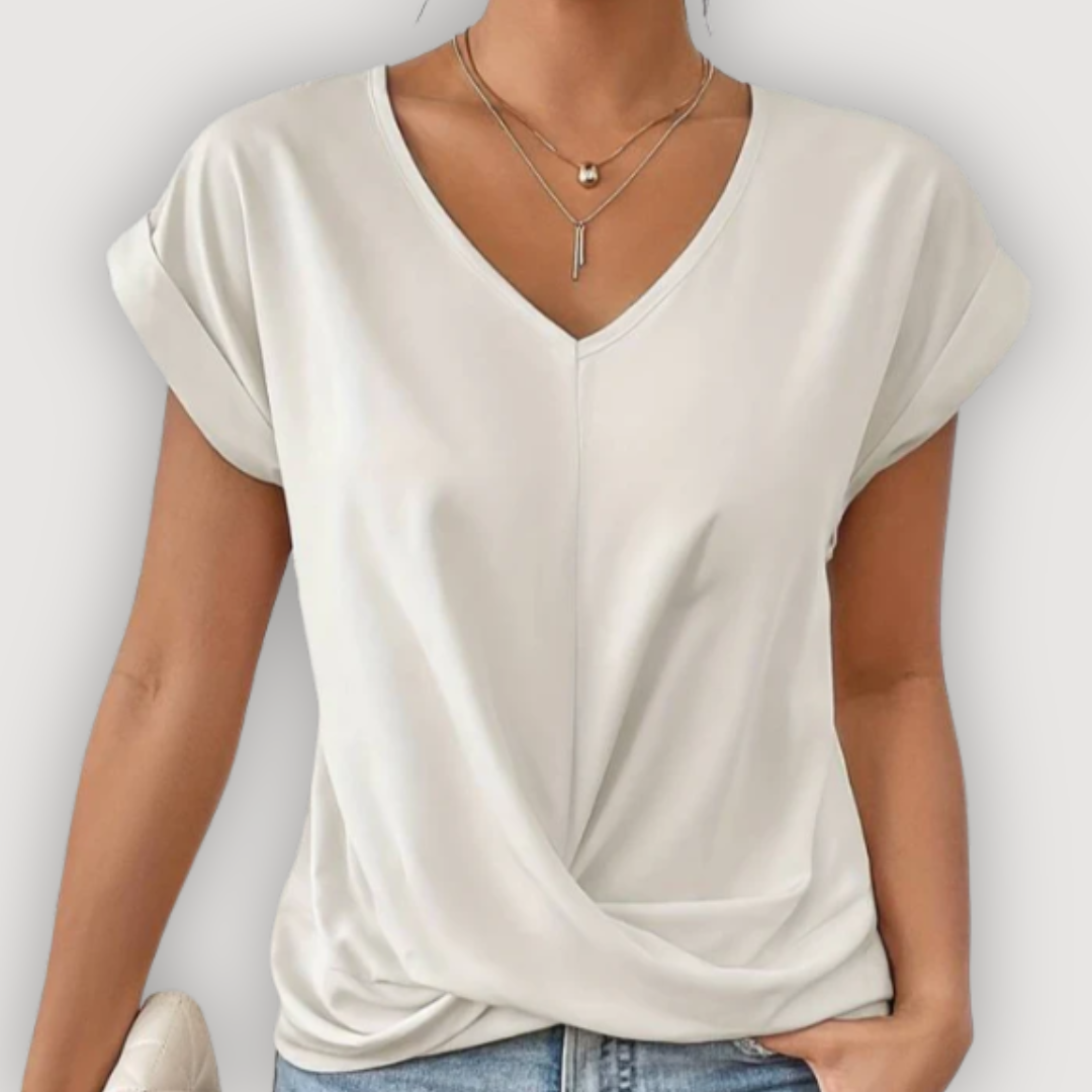 Aria – Draped V-Neck Blouse