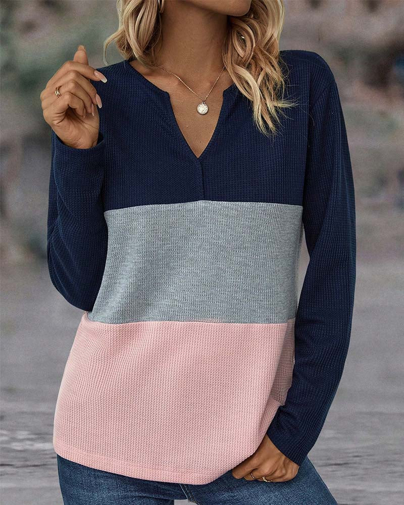 Harper | Colourblock Waffle Knit Top