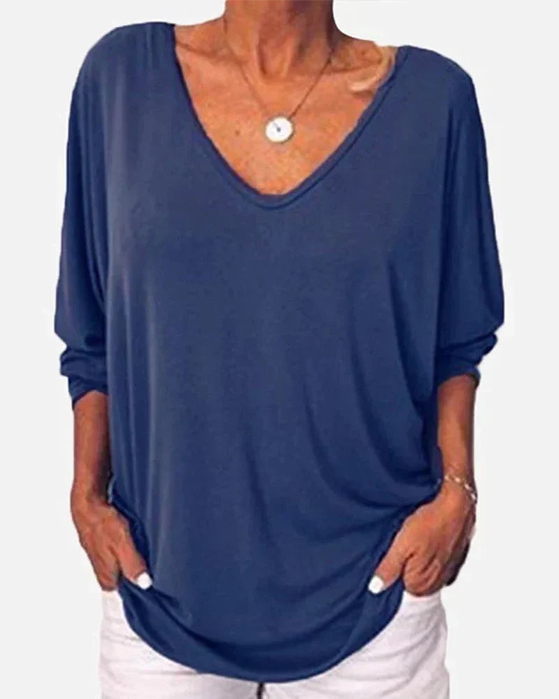 Amber | Button-Back V-Neck Blouse