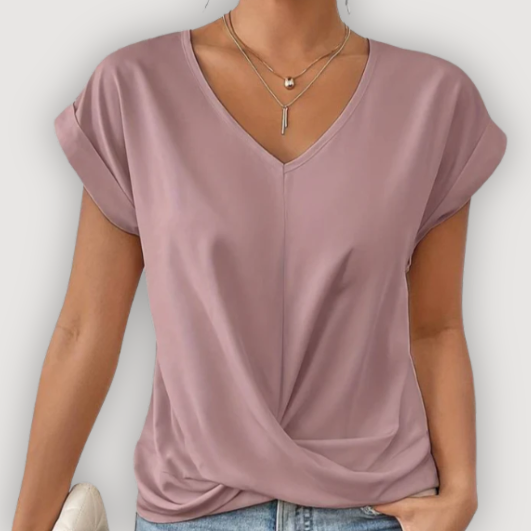 Aria – Draped V-Neck Blouse