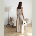 Isolde | Wide-Crop Linen Trousers