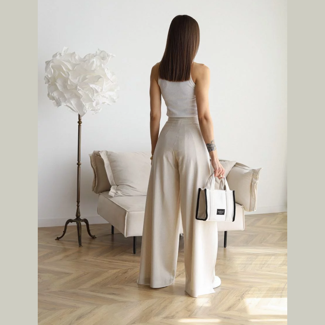 Isolde | Wide-Crop Linen Trousers
