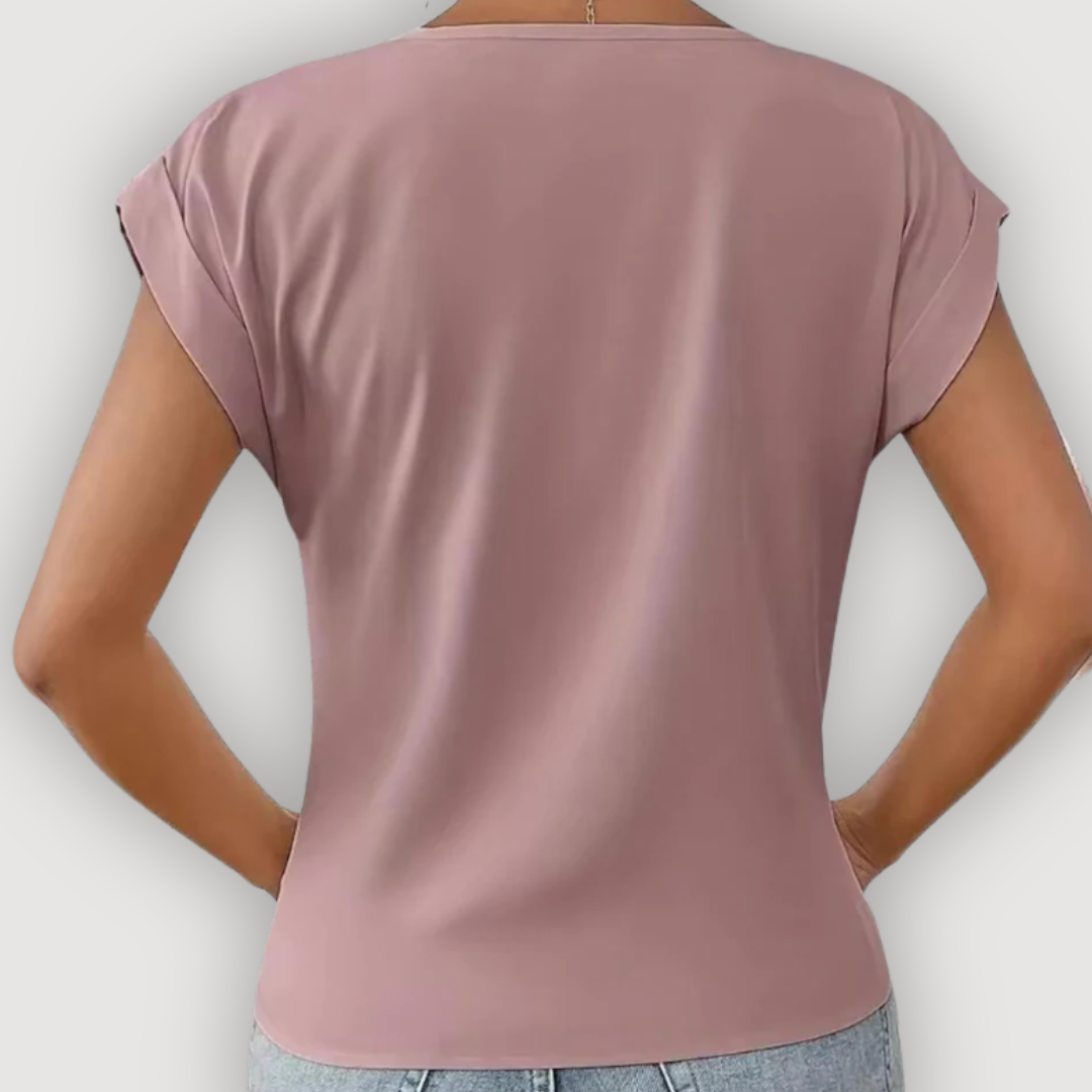 Aria – Draped V-Neck Blouse