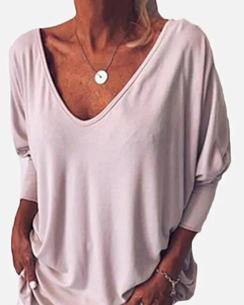 Amber | Button-Back V-Neck Blouse