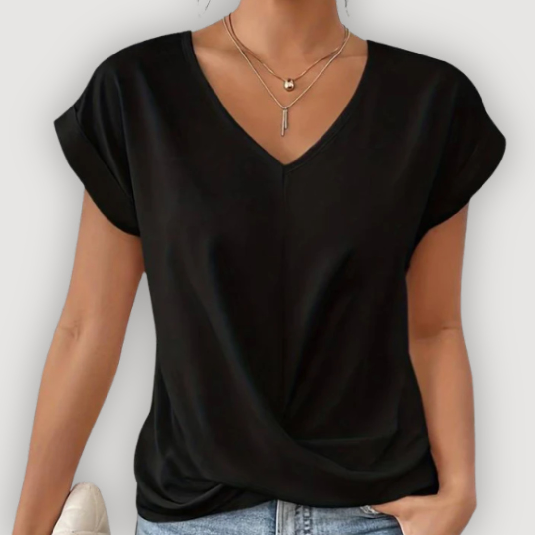Aria – Draped V-Neck Blouse