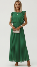 Alora | Women's Bodycon Dress With Pleated Skirt And Sleeveless Cut