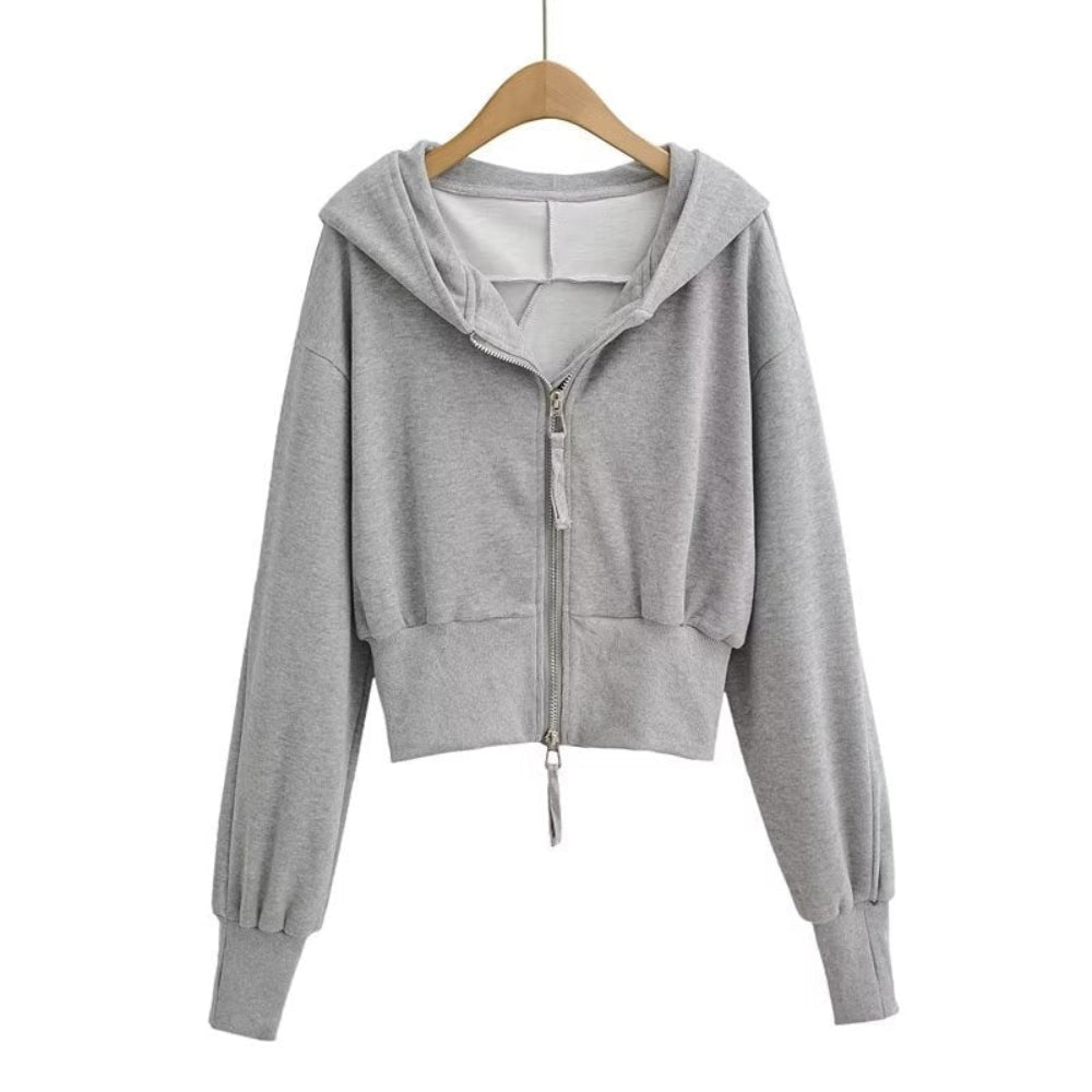 Resley - Chic Cropped Hooded Zipper Workout Jacket