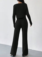 Relaxed Straight-Leg Pants Set