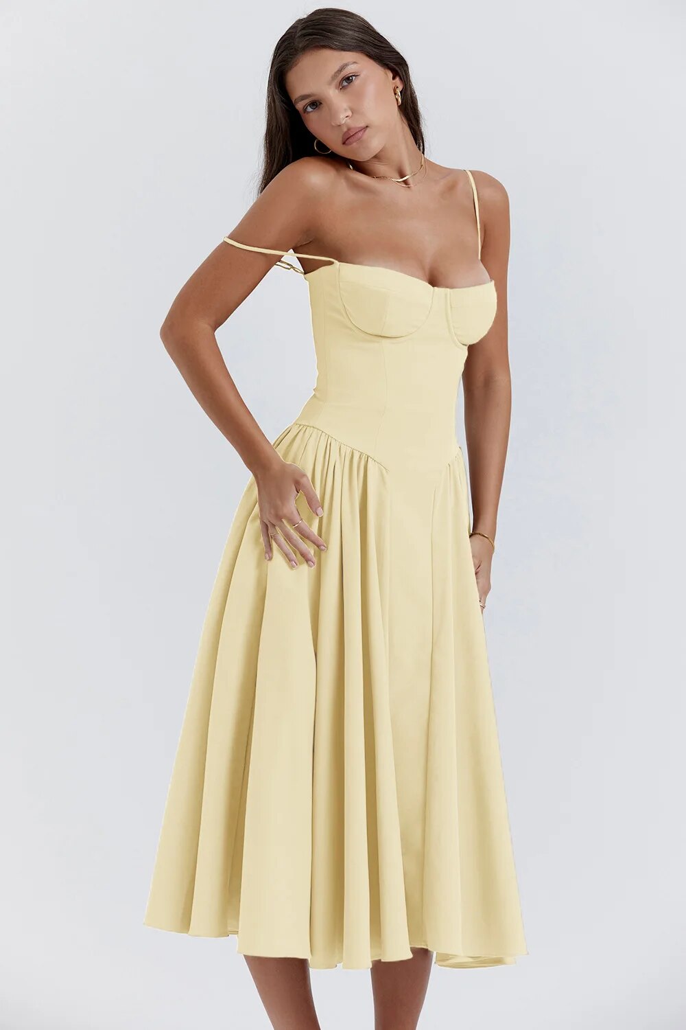 Nina | Sleeveless Corset Midi Dress