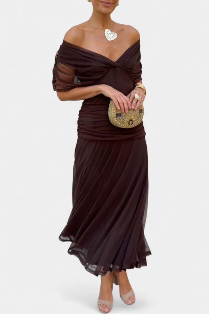 Alondra Long Floral Dress With V-Neck