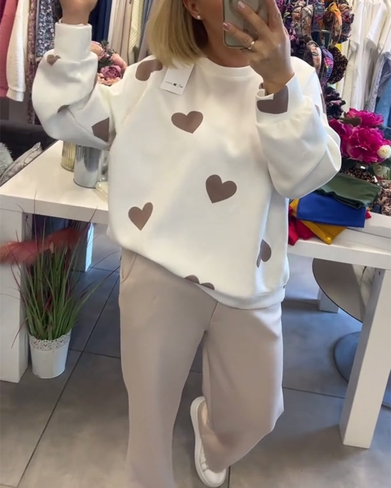 Gina- Heart Printed Two-Piece Set