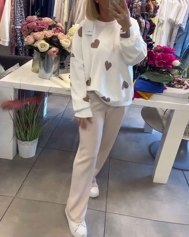 Gina- Heart Printed Two-Piece Set