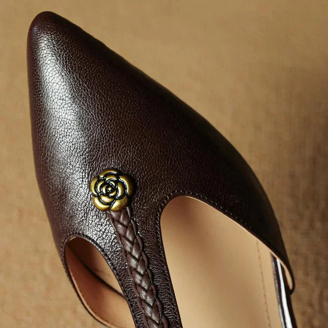 Edith | Braided Strap Leather Heels