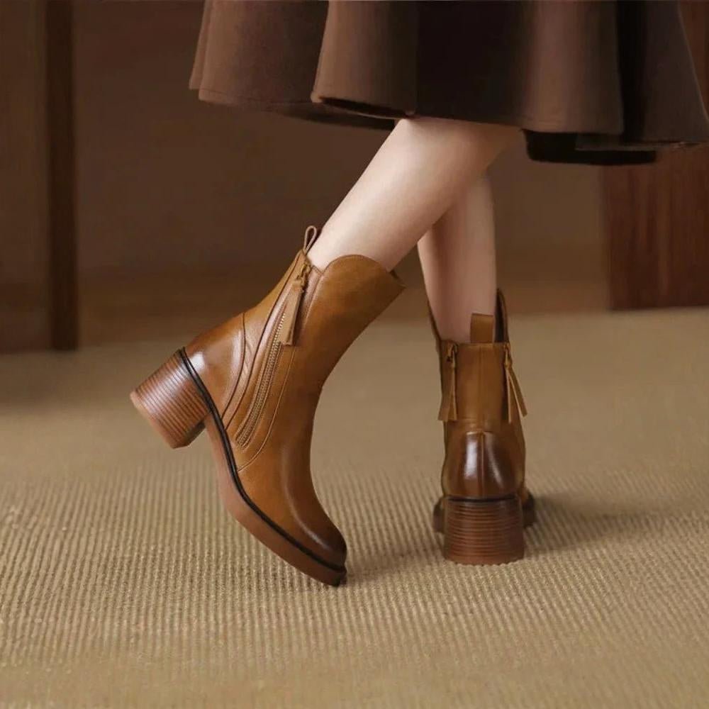 Martina | Classic Leather Heel Boots