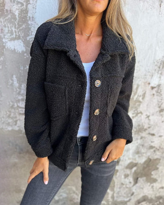 Elsbeth | Cosy Button-Up Teddy Jacket